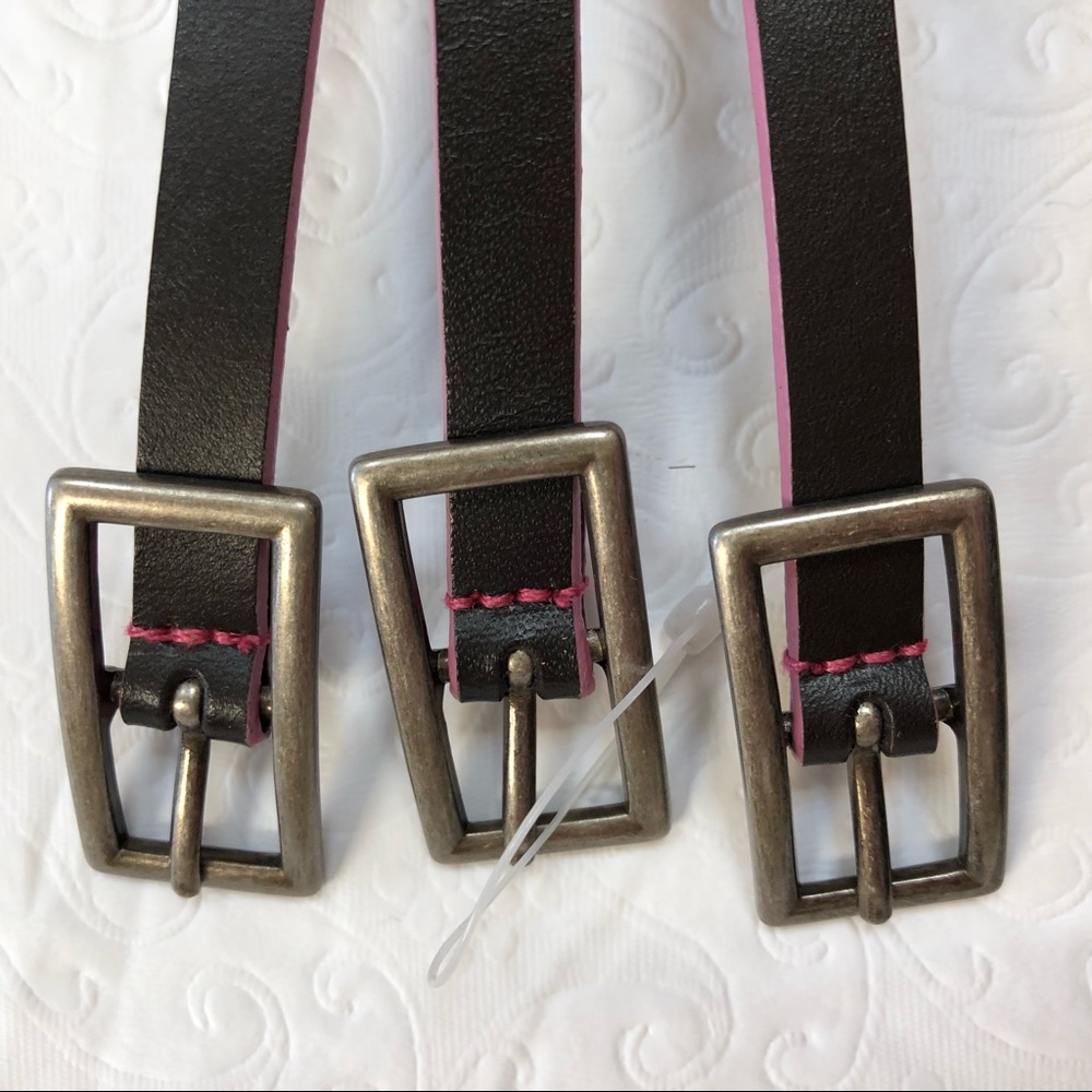 One belt with three buckles